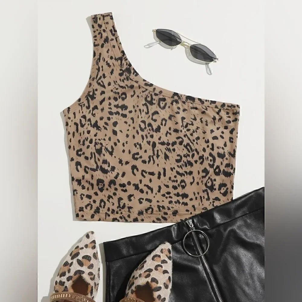 Fierce & Fabulous: SHEIN One Shoulder Leopard Top